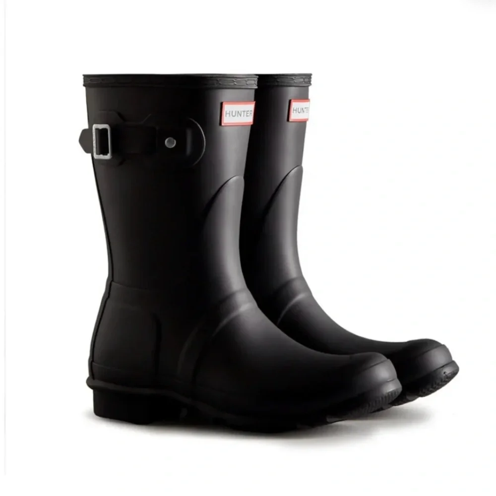 Hunter Black Short Rain Boots with Buckle Detail EU 35/36 US 5